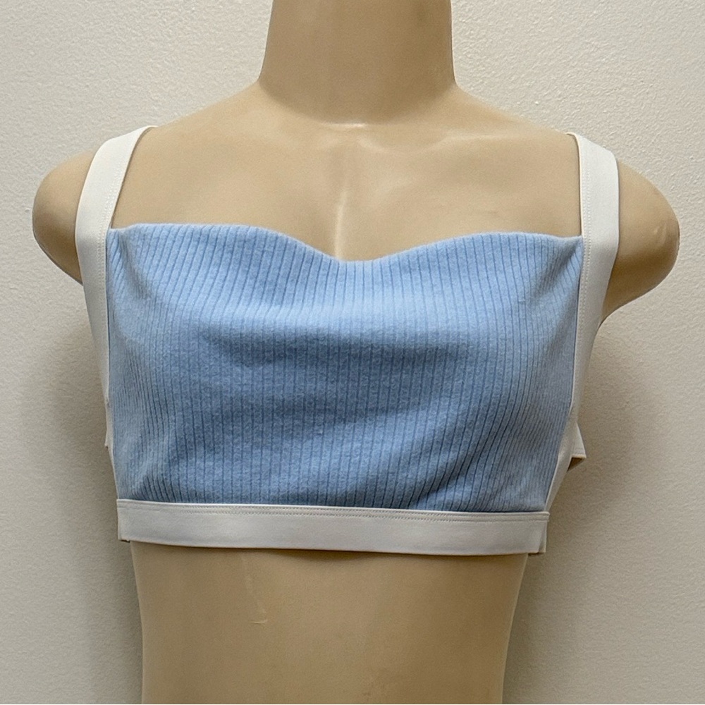 Tularosa Blue and White Strappy Bikini Swim Top Size XL